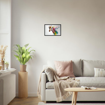 Giraffe Splash Art, Poster mit Holzrahmen - Stiersbeste