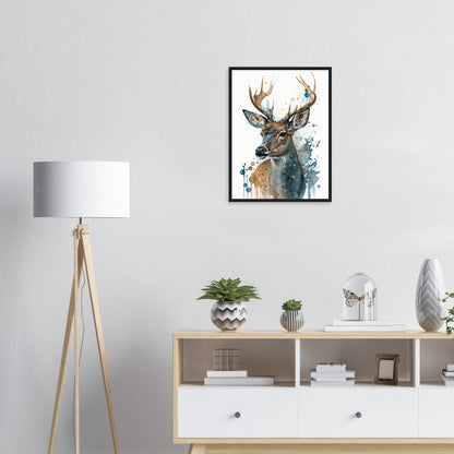 Lebendige Wildvisionen, Poster mit Holzrahmen - Stiersbeste