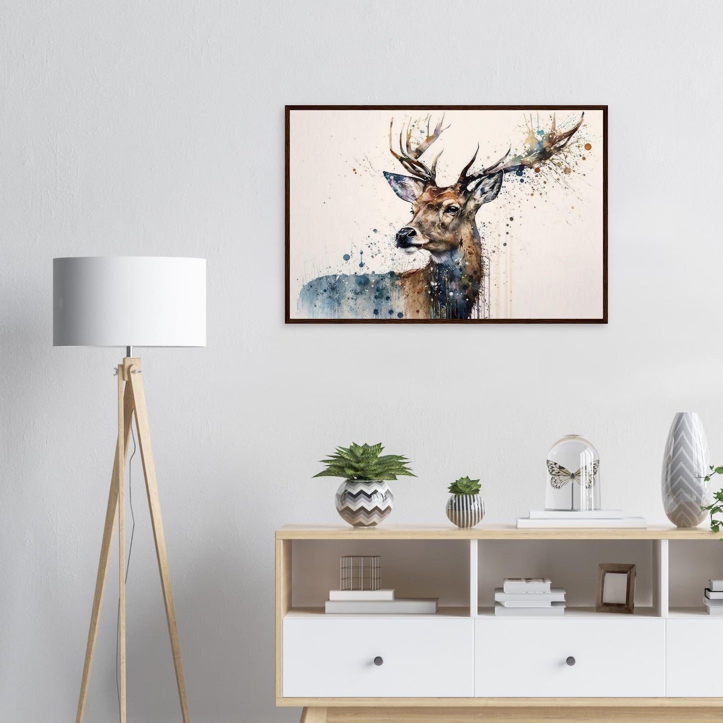 Anmut des Hirschs, Poster mit Holzrahmen - Stiersbeste