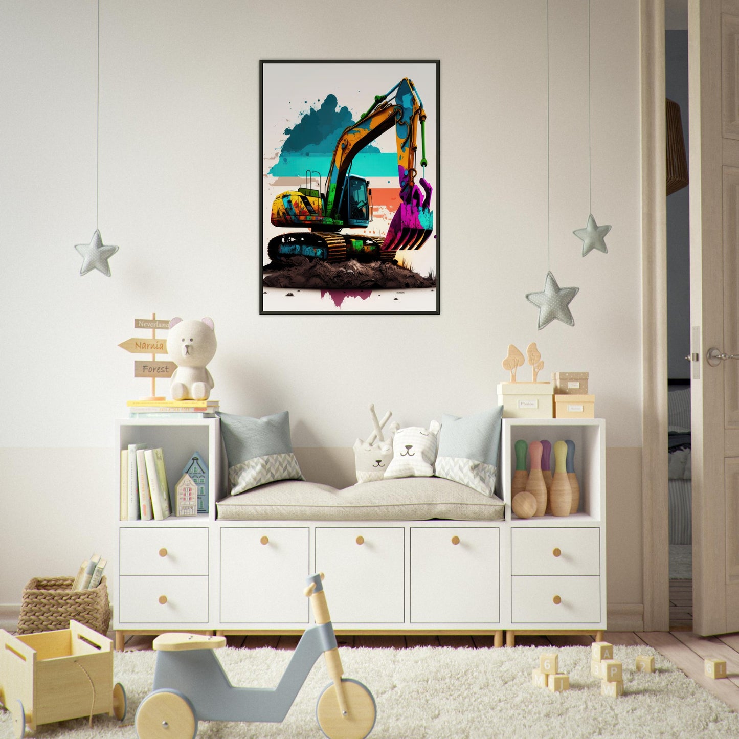 Baggerzeit, Poster mit Alurahmen - Stiersbeste