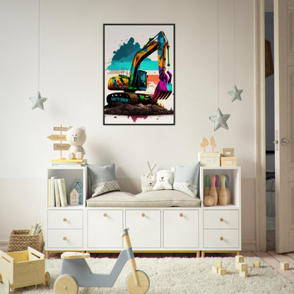 Baggerzeit, Poster mit Alurahmen - Stiersbeste