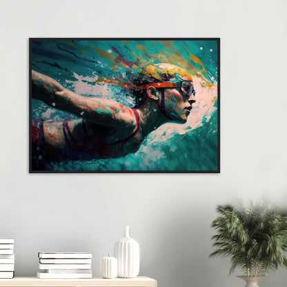 Retro Swim, Poster mit Holzrahmen - Stiersbeste