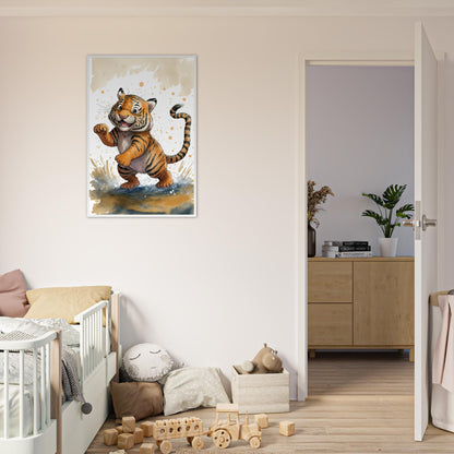 Matschiger Tiger, Poster mit Holzrahmen - Stiersbeste