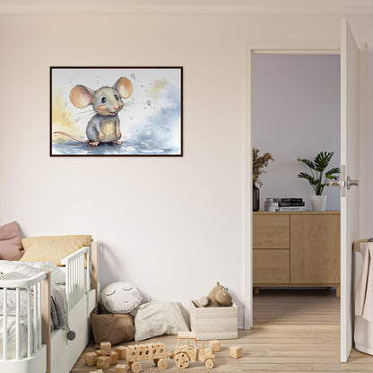 Happy Mouse, Poster mit Holzrahmen - Stiersbeste