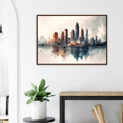 Cloudy Skyline, Poster mit Holzrahmen - Stiersbeste