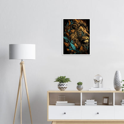 Leaf Lion, Poster mit Holzrahmen - Stiersbeste
