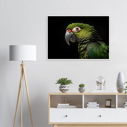 Papagei im Studio, Poster mit Holzrahmen - Stiersbeste