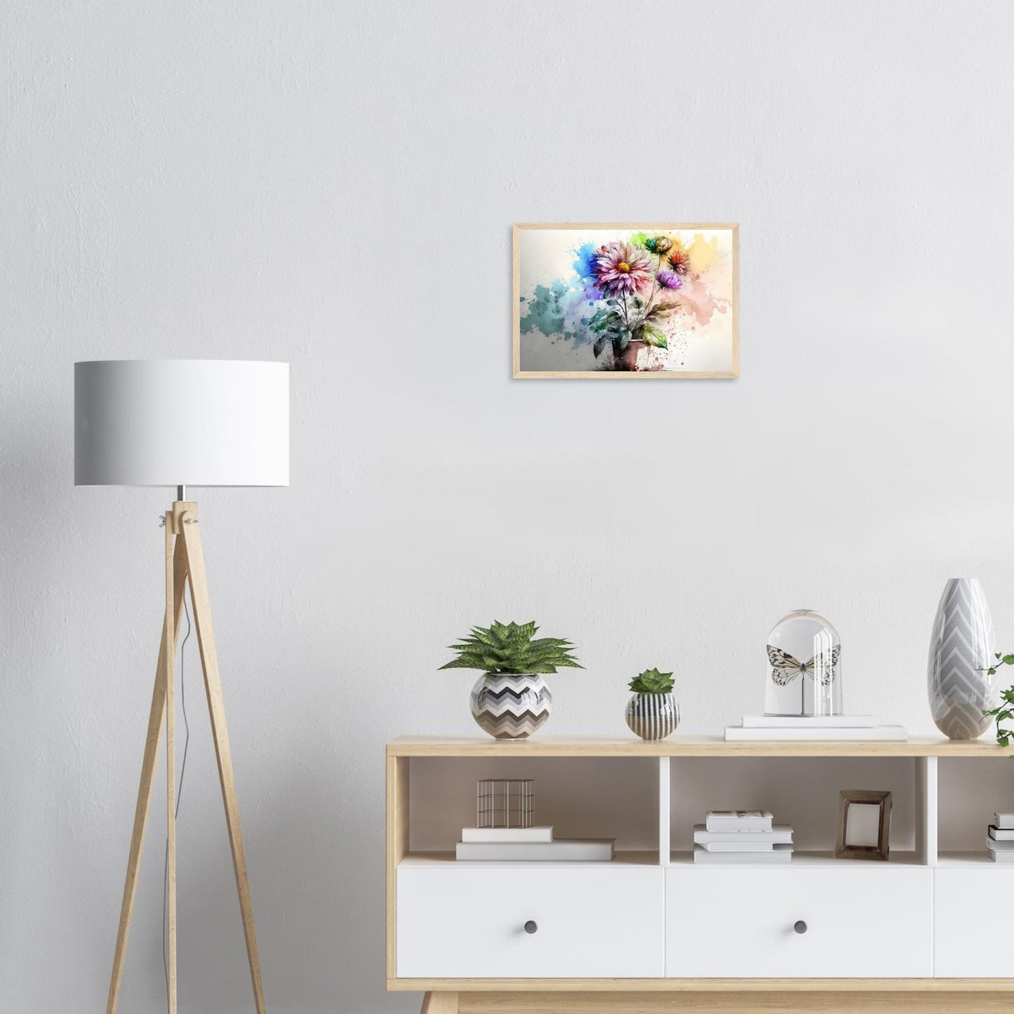 Fließende Blumenmelodie, Poster mit Holzrahmen - Stiersbeste