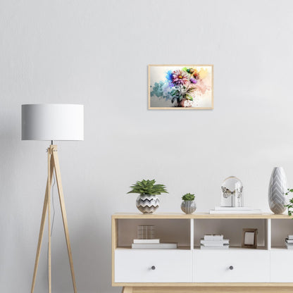 Fließende Blumenmelodie, Poster mit Holzrahmen - Stiersbeste