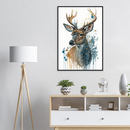 Lebendige Wildvisionen, Poster mit Holzrahmen - Stiersbeste