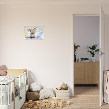 Happy Mouse, Poster mit Holzrahmen - Stiersbeste