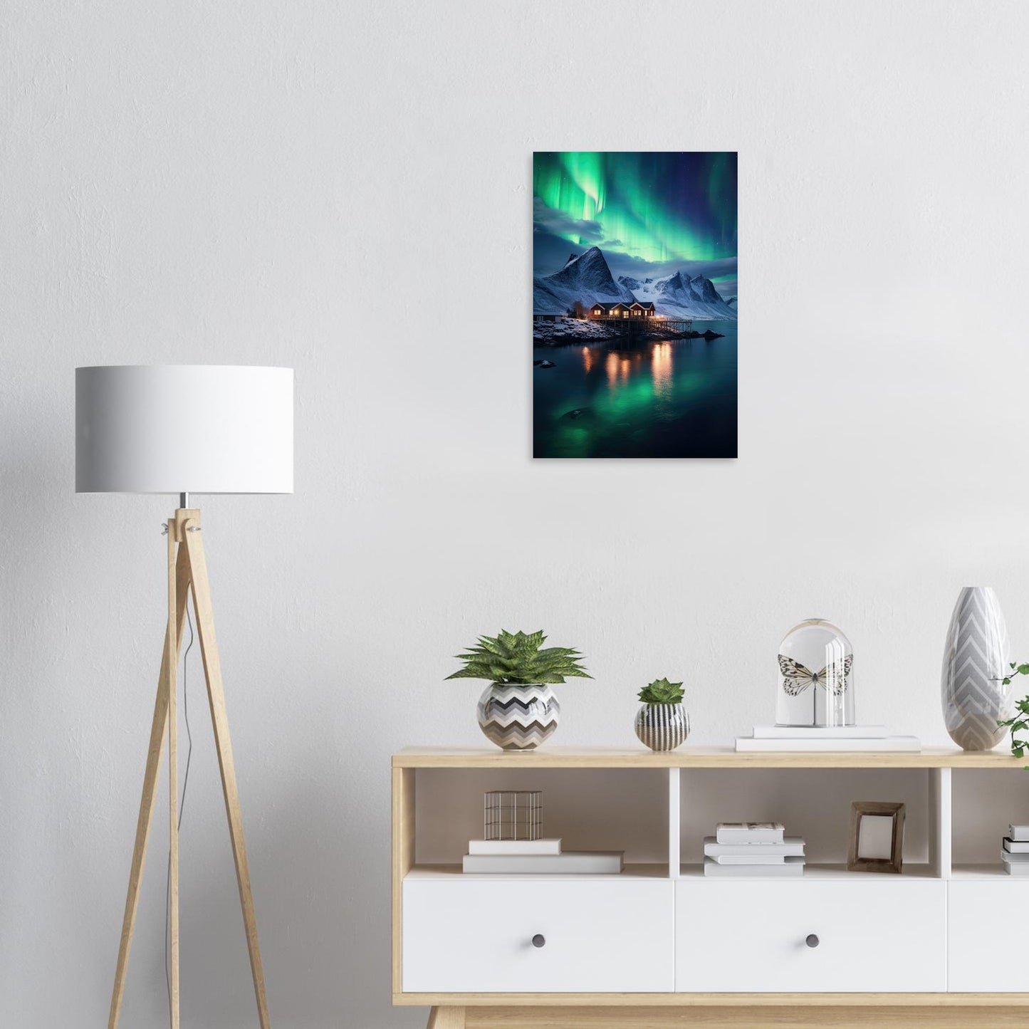 Polarlicht am See, Holzdruck - Stiers Beste