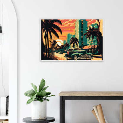 Retro Miami, Poster mit Holzrahmen - Stiersbeste