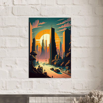 Futuristischer Sunset, Leinwanddruck - Stiersbeste