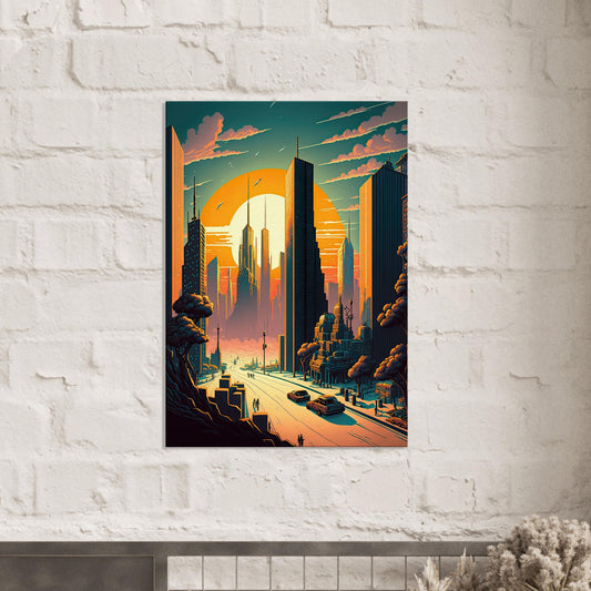 Futuristischer Sunset, Leinwanddruck - Stiersbeste