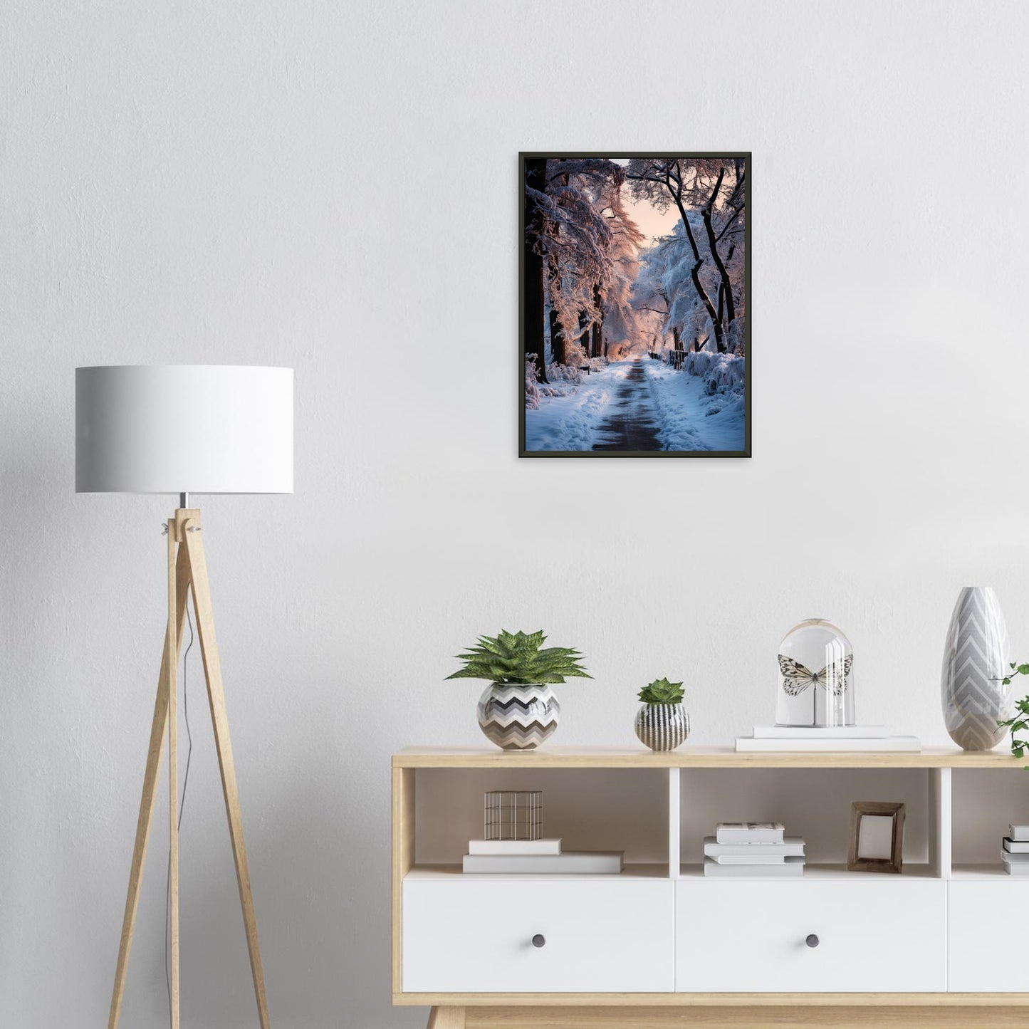 Verschneite Straßenlandschaft, Poster mit Alurahmen - Stiers Beste