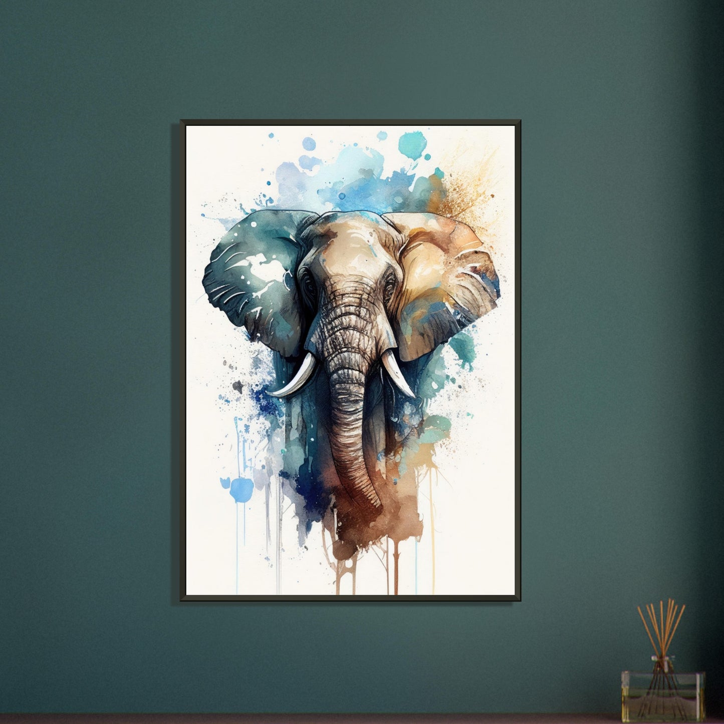 Elefant im Farbrausch, Poster mit Alurahmen - Stiersbeste