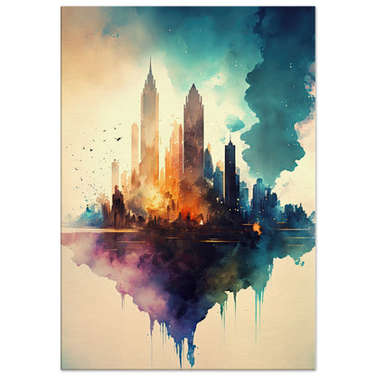 Farbexplosion Skyline, Leinwanddruck - Stiersbeste