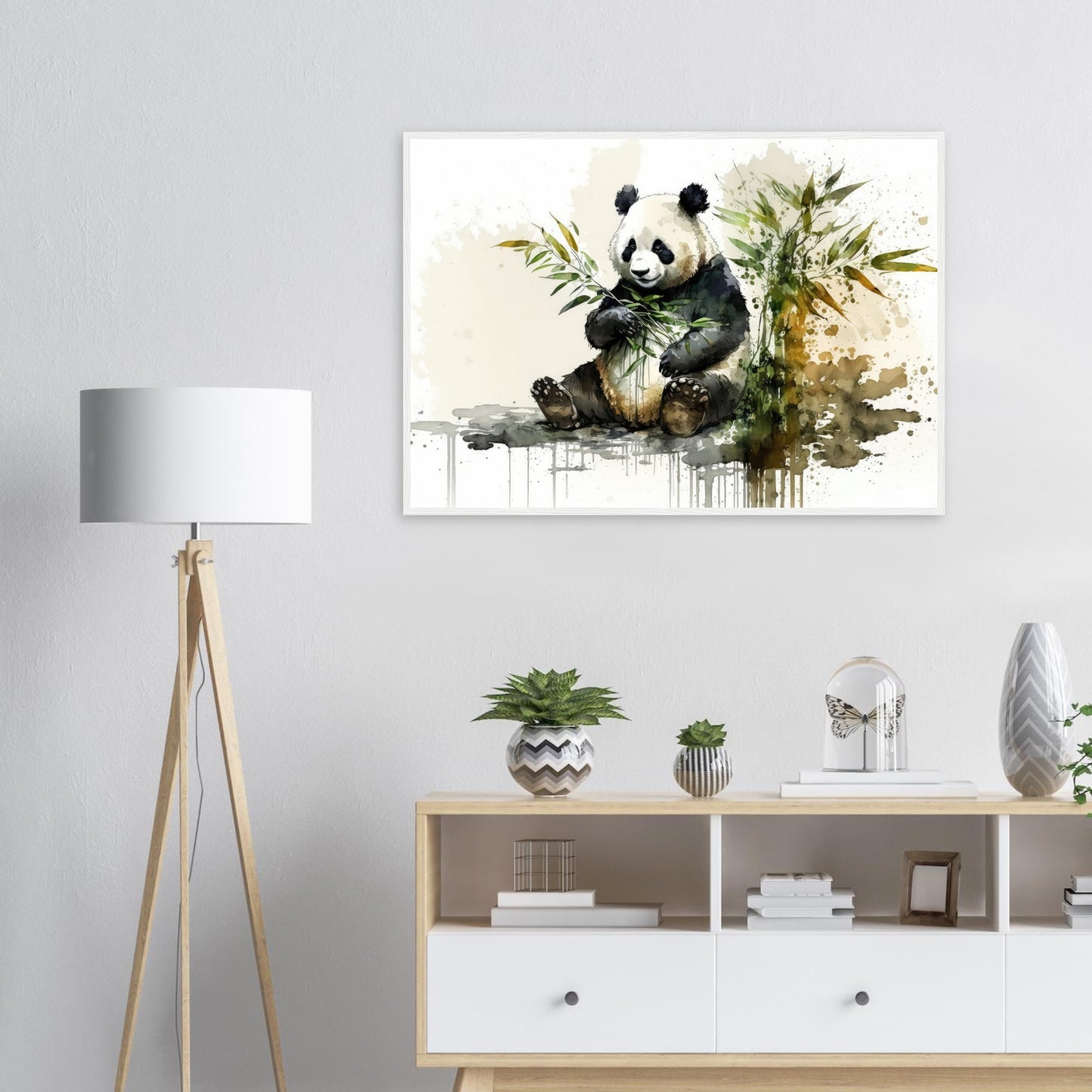 Sanfte Bambusbewohner, Poster mit Holzrahmen - Stiersbeste