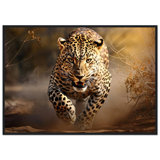 Leoparden Jagd, Poster mit Holzrahmen - Stiers Beste
