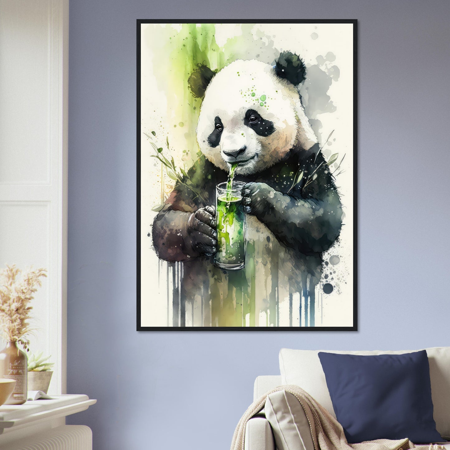 Panda Shake, Poster mit Holzrahmen - Stiersbeste