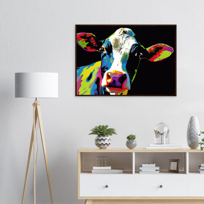 Happy Cow, Poster mit Holzrahmen - Stiersbeste