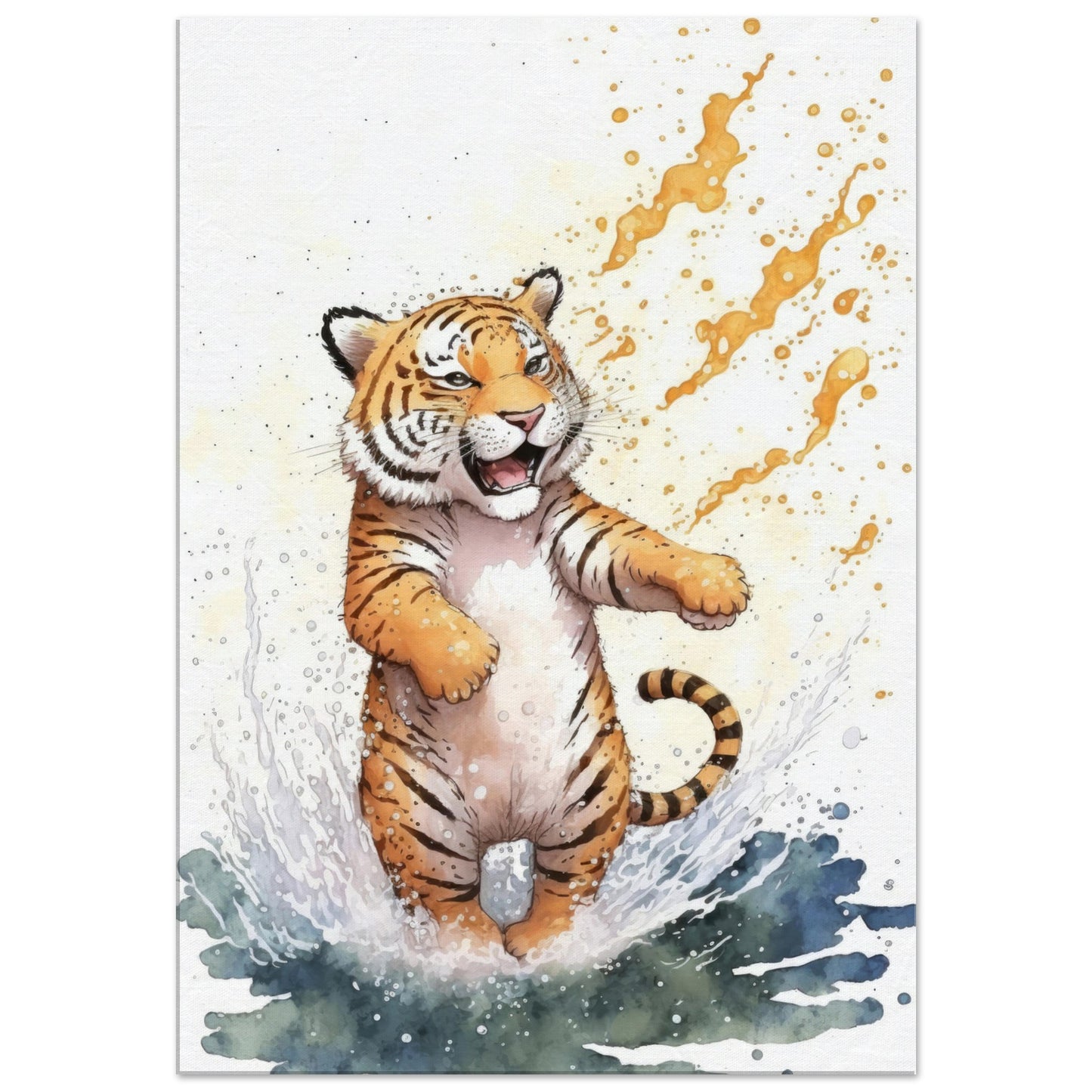 Wasserspaß Tiger, Leinwanddruck - Stiersbeste
