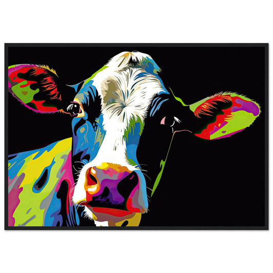 Happy Cow, Poster mit Holzrahmen - Stiersbeste
