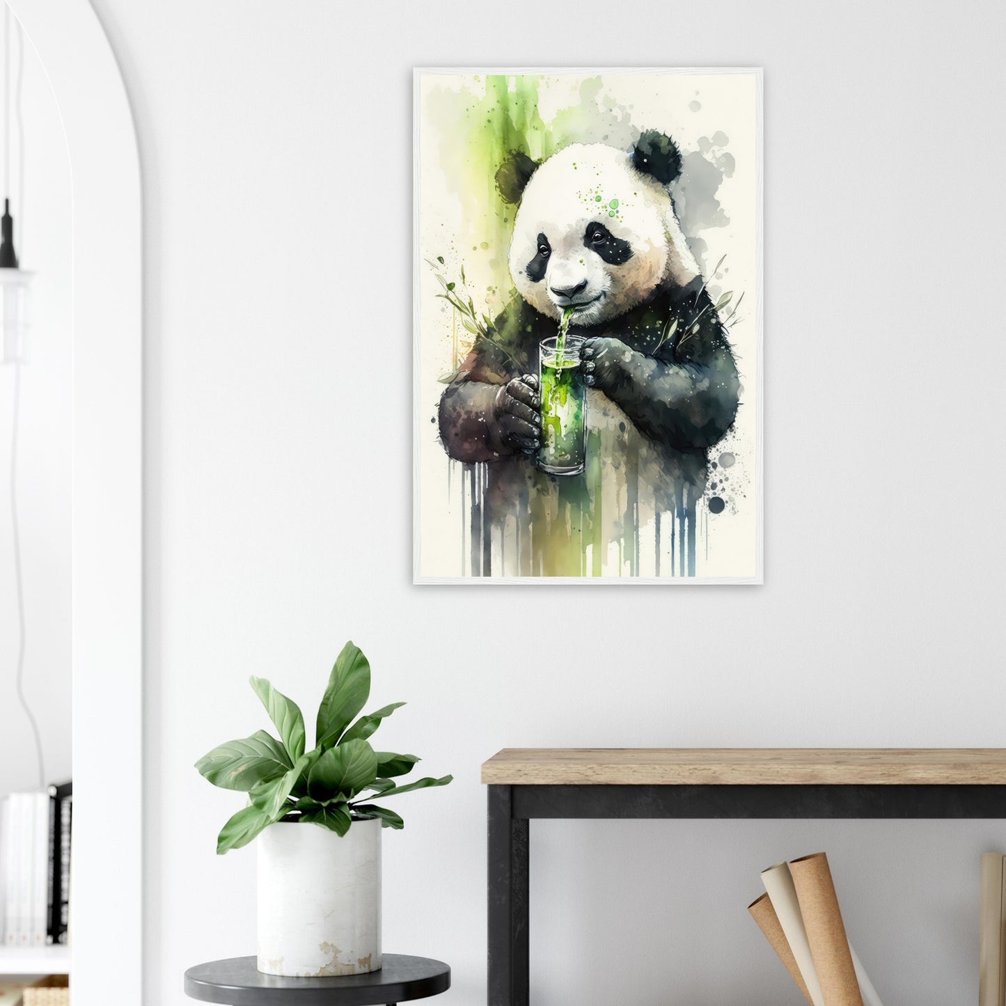 Panda Shake, Poster mit Holzrahmen - Stiersbeste