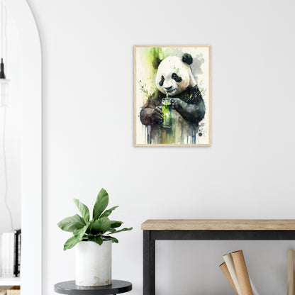 Panda Shake, Poster mit Holzrahmen - Stiersbeste