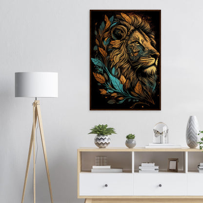 Leaf Lion, Poster mit Holzrahmen - Stiersbeste