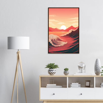 Red Wave, Poster mit Holzrahmen - Stiers Beste