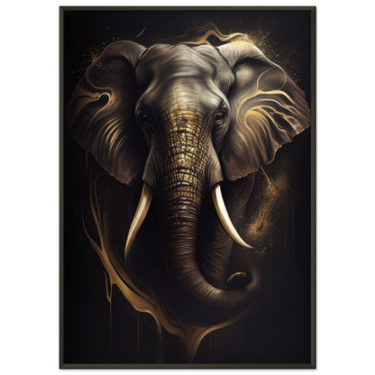 Goldener Blick des Elefanten, Poster mit Alurahmen - Stiersbeste