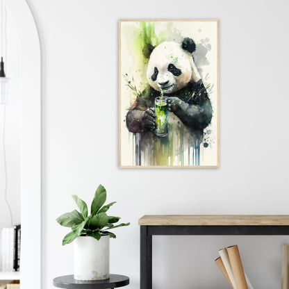 Panda Shake, Poster mit Holzrahmen - Stiersbeste
