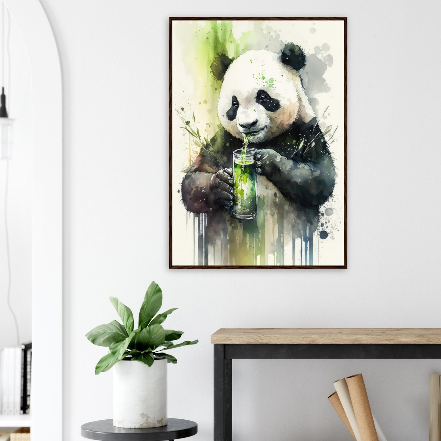 Panda Shake, Poster mit Holzrahmen - Stiersbeste