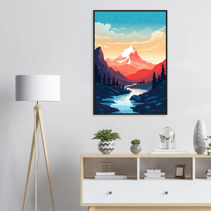 Bergsicht, Poster mit Holzrahmen - Stiers Beste