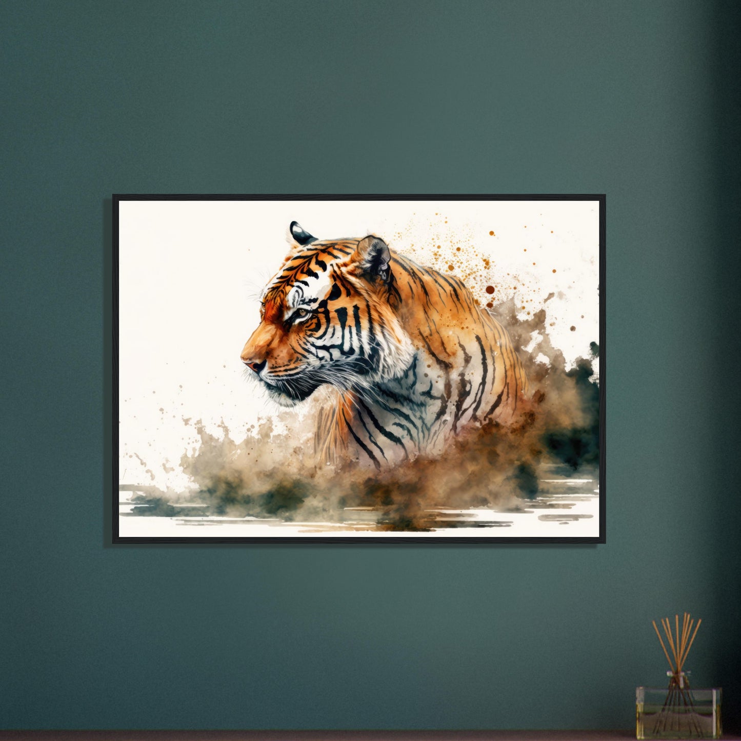 Faszination des Tigers, Poster mit Holzrahmen - Stiersbeste