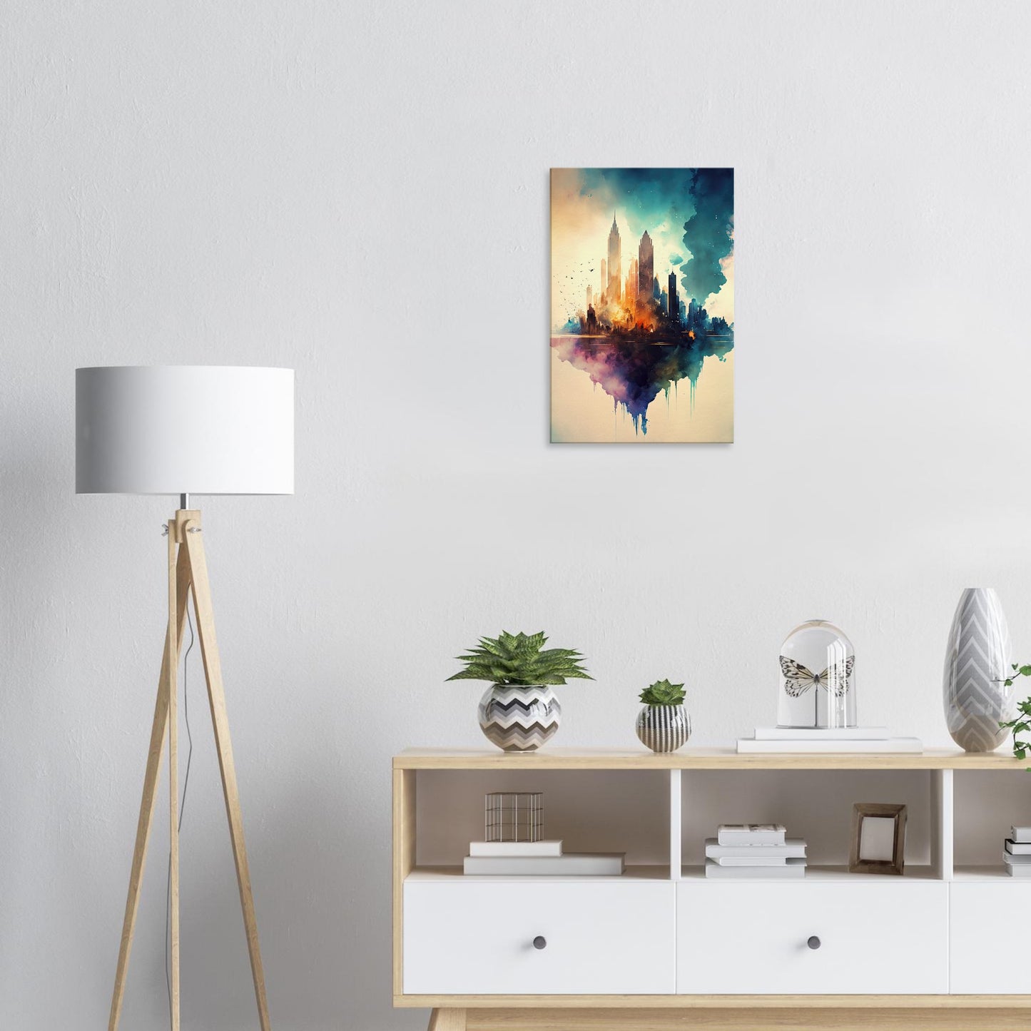 Farbexplosion Skyline, Leinwanddruck - Stiersbeste