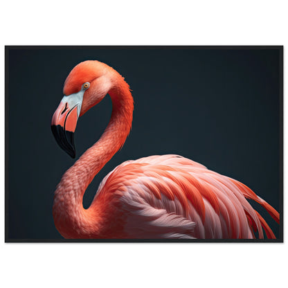 Flamingo in the Studio, Poster mit Holzrahmen - Stiersbeste