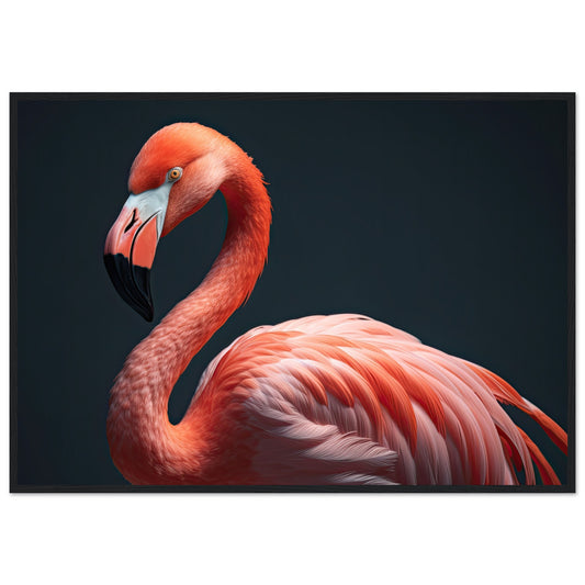 Flamingo in the Studio, Poster mit Holzrahmen - Stiersbeste