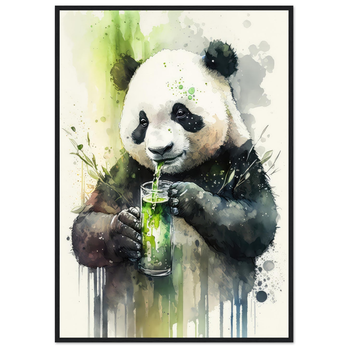 Panda Shake, Poster mit Holzrahmen - Stiersbeste