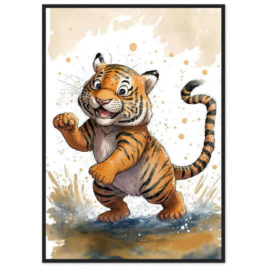 Matschiger Tiger, Poster mit Holzrahmen - Stiersbeste