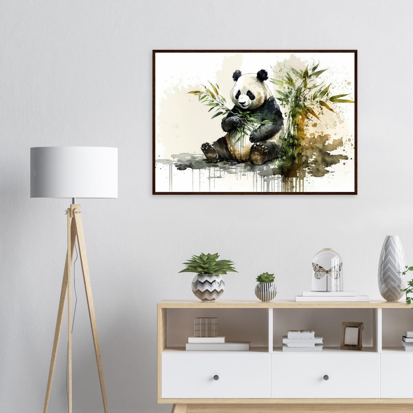 Sanfte Bambusbewohner, Poster mit Holzrahmen - Stiersbeste