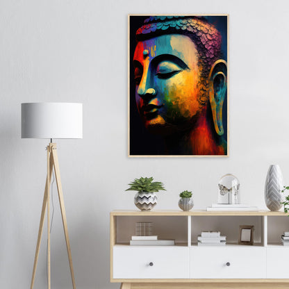 Balance des Buddha, Poster mit Holzrahmen - Stiersbeste