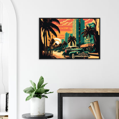 Retro Miami, Poster mit Holzrahmen - Stiersbeste