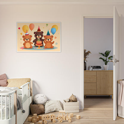 Bärige Party, Poster mit Holzrahmen - Stiersbeste