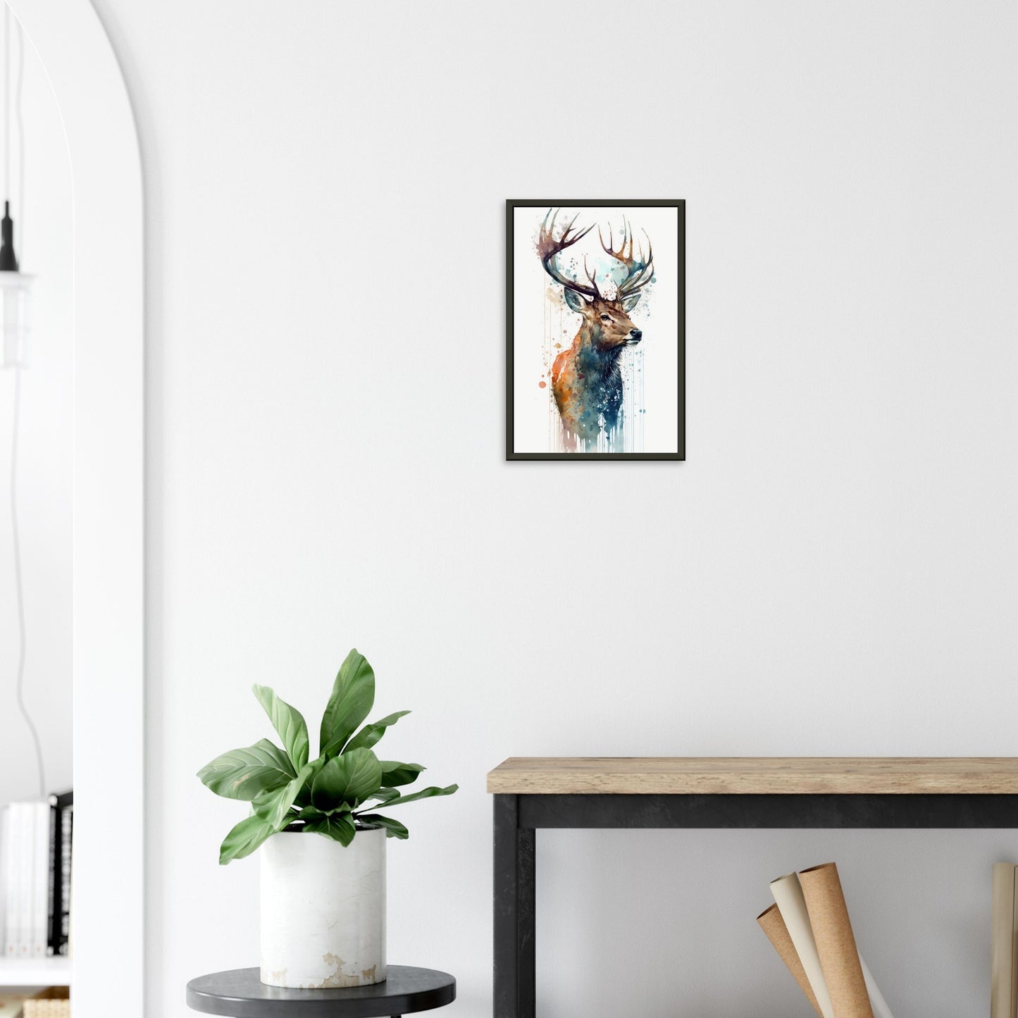 Hirschgeweih im Farbrausch, Poster mit Alurahmen - Stiersbeste