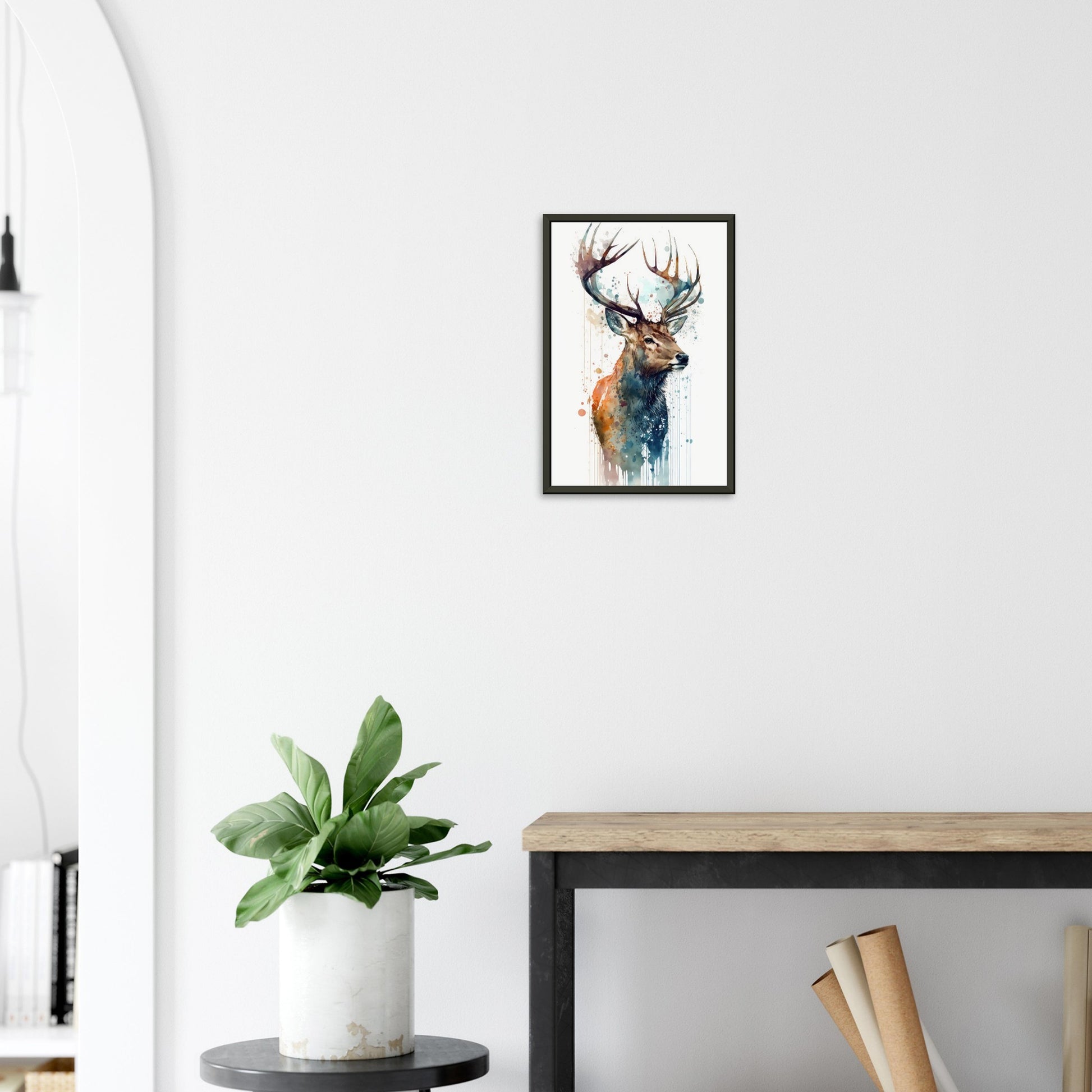 Hirschgeweih im Farbrausch, Poster mit Alurahmen - Stiersbeste