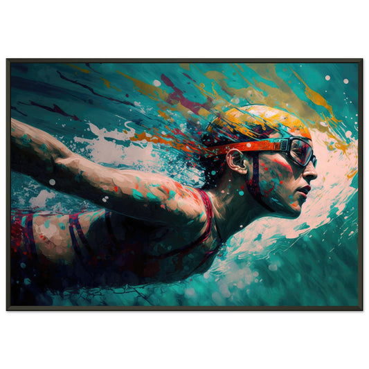 Retro Swim, Poster mit Alurahmen - Stiersbeste