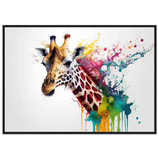 Giraffe Splash Art, Poster mit Holzrahmen - Stiersbeste